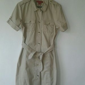 Sunset Rd. Tan Tie Waist Shirt Dress - NWT